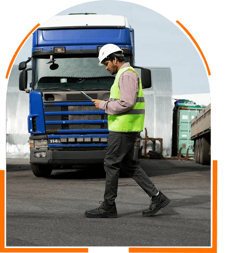 Truck driver with clipboard